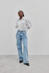Spodnie jeansowe z poszarpanymi szwami w kolorze DENIM BLUE -SIA-XL