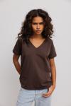 T shirt z dekoltem w kształcie V w kolorze BROWN- V NECK-S