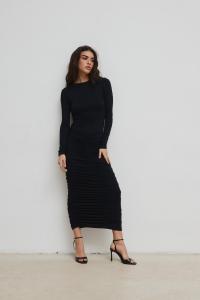Sukienka z marszczeniami w kolorze TOTALLY BLACK - PIURA-S/M