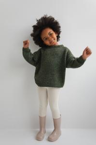 MINI Sweter oversize z bufiastym rękawem w kolorze KHAKI - RIVERO-2