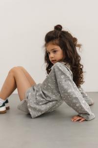 MINI bluza typu oversize z printem w kwiaty w kolorze GREY PRINT - POPPY-128-134 (8-9)