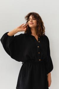 Sukienka typu kimono z muślinu w kolorze czarnym - SAVANNAH BLACK-S/M