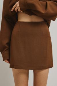 Trapezowa spódnica mini w kolorze HUZELNUT BROWN- SORTA-S