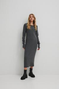 Wełniana sukienka maxi w kolorze GREY MELANGE - SILMA-XS/S