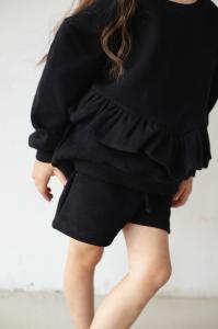 MINI spodenki dresowe z dzianiny waflowej w kolorze TOTALLY BLACK - JELLY-116-122 (6-7)