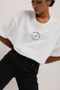 T-shirt typu oversize z HAFTEM w kolorze CLASSIC WHITE - EAZY SUMMER-M/L