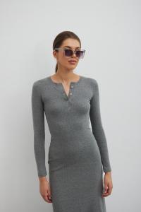 Dopasowana sukienka maxi z napami w kolorze GREY MELANGE- MENSA-XL