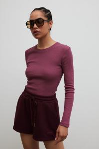 Dopasowany top z długim rękawem w kolorze SMOKE PLUM - MOODY-M