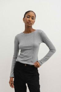 Klasyczny longsleeve z delikatnej dzianiny w kolorze CLASSIC GREY interlock- SOFT-M/L