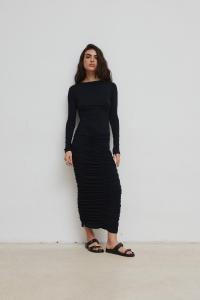 Sukienka z marszczeniami w kolorze TOTALLY BLACK - PIURA-S/M