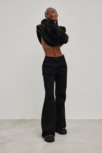 Bawełniane spodnie typu dzwony w kolorze DEEP BLACK - ICONIC -XS