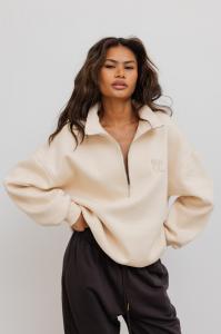 Bluza oversize z zamkiem w kolorze BISQUIT - STATE-UNI