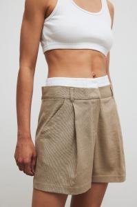 Eleganckie szorty z lnem w kolorze TAUPE - ORIO-S
