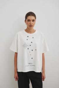 Tshirt oversize z nadrukiem w kolorze ECRU- ZODIAC / VIRGO-UNI