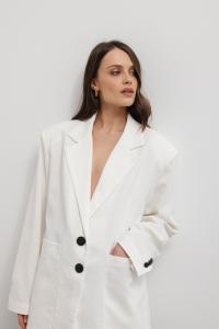 Marynarka z lnem oversize w kolorze WHITE CREAM- HARLEY-M/L