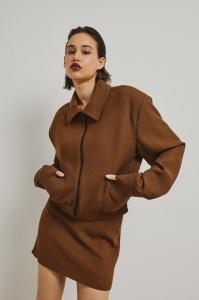 Krótka marynarka na zamek w kolorze HAZELNUT BROWN - FRANKIE-M/L
