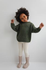 MINI Sweter oversize z bufiastym rękawem w kolorze KHAKI - RIVERO-1