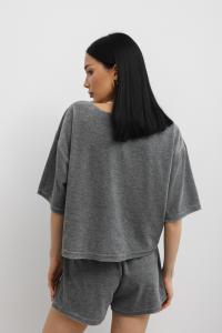 Luźny welurowy top w kolorze DARK GREY - SPINE-L