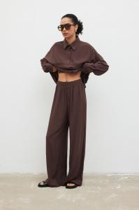 Spodnie z szerokimi nogawkami w kolorze COCOA - NASS-M/L