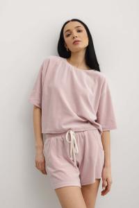 Luźny welurowy top w kolorze DUSTY PINK - SPINE-M