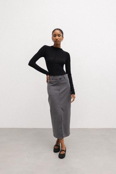 Spódnica MIDI z rozcięciem w kolorze GRAPHITE- GLAM-S