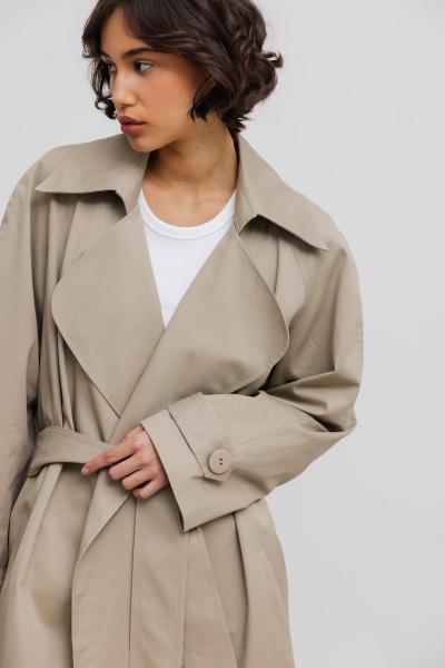 Klasyczny bawełniany trencz w kolorze LIGHT BEIGE - VENICE-M/L