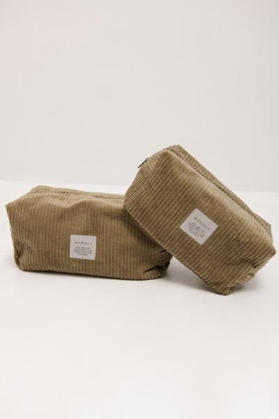 Kosmetyczka ze sztruksu w kolorze KHAKI-TRAVEL small size-MAŁY