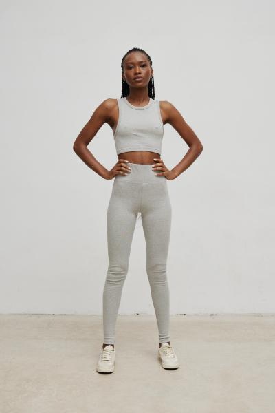 Legginsy z cienkiej prążkowanej dzianiny w kolorze GREY - HIPS LIGHT-L