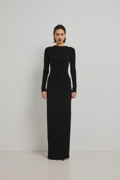 Gładka sukienka MAXI w kolorze TOTALLY BLACK - ARVENA-M/L