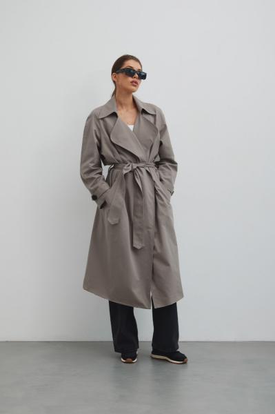 Klasyczny bawełniany trencz w kolorze LIGHT KHAKI - VENICE-M/L