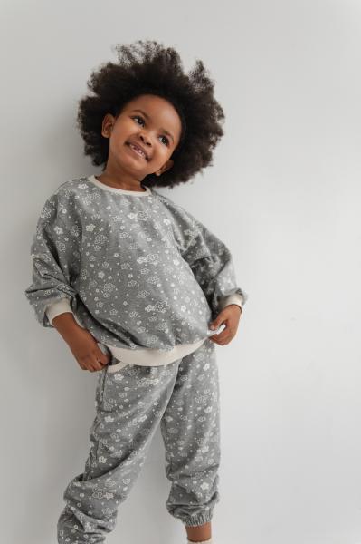 MINI bluza z nadrukiem w kwiaty , w kolorze GREY PRINT - PONTE-80-86 (12-18)