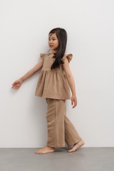 MINI spodnie o prostym kroju w kolorze COOKIE BEIGE - PIXIE-128-134 (8-9)
