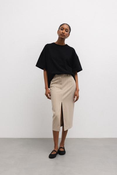 Długa spódnica w paski w kolorze BEIGE TONE- RADIANCE-M