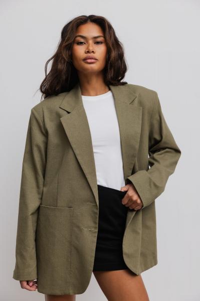Marynarka z lnem oversize w kolorze KHAKI - HARLEY-M/L