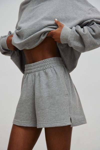 Szorty z dzianiny dresowej w kolorze DEEP GREY MELANGE - LE PETIT-XL