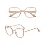 Damskie kocie okulary zerówki do komputera BLUE LIGHT z flexami 25137B peach/gold