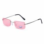 Okulary przeciwsłoneczne bezramkowe prostokątne Pink/Silver w kat.1 SVM-17