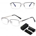 Metalowe półramkowe okulary zerówki z filtrem Blue Light do komputera 25147C czarny/srebrny