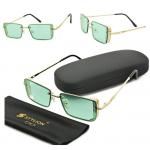 Celebryckie metalowe okulary przeciwsłoneczne złoto zielone CO-294