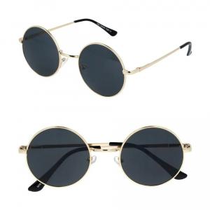 Okulary Lenonki złoto-czarne przeciwsłoneczne hippie retro T3310