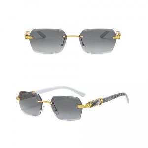Damskie okulary przeciwsłoneczne Glamour bezramkowe prostokątne SKK-03