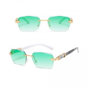Damskie okulary przeciwsłoneczne Glamour bezramkowe prostokątne SKK-03C