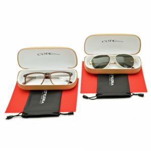 ZESTAW 6 PRODUKTÓW - 2x Etui na okulary beżowe + 2x Ściereczka z mikrofibry + 2x Pokrowiec