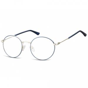 Lenonki okrągłe Okulary oprawki optyczne 919D srebrno-niebieskie