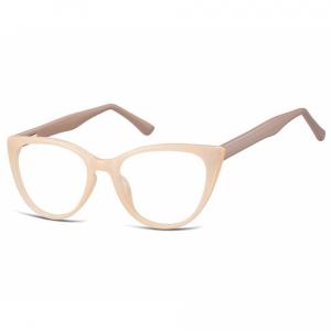 Okulary oprawki optyczne zerówki korekcyjne kocie oczy Sunoptic CP113C beżowo-brązowe