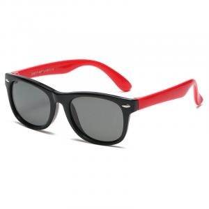 Dziecięce 5-9 lat gumowe okulary przeciwsłoneczne polaryzacyjne POL-JR-57A black/red