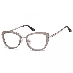 Okulary oprawki korekcyjne kocie oczy zerówki Sunoptic flex MTR-99F szaro-srebrne