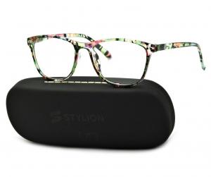 Damskie Okulary do Czytania moc: +1,5 w kwiatki ST312 - ZE SKAZĄ