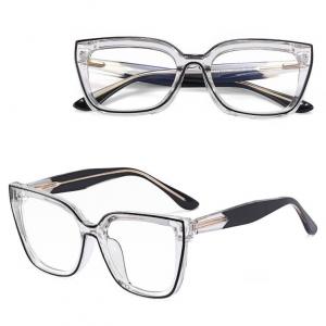 Damskie okulary kocie oczy zerówki do komputera BLUE LIGHT 25150A transparentny/czarny