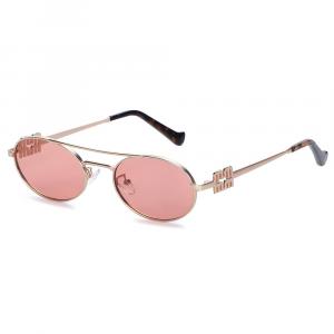 Okulary przeciwsłoneczne owalne UV400 SKK-06E złoty/różowy